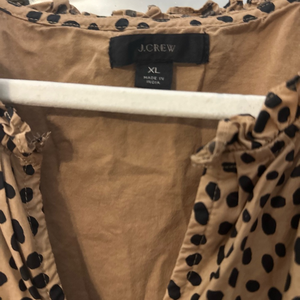 J.Crew Beige Top with Black Dots